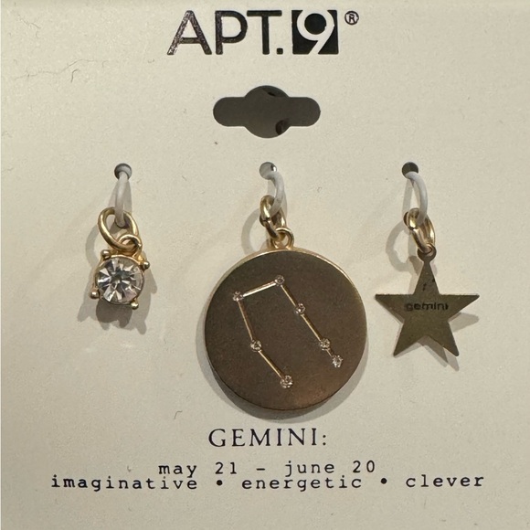 APT.9  3Pc ZODIAC Dangle Charms GEMINI - Picture 1 of 2